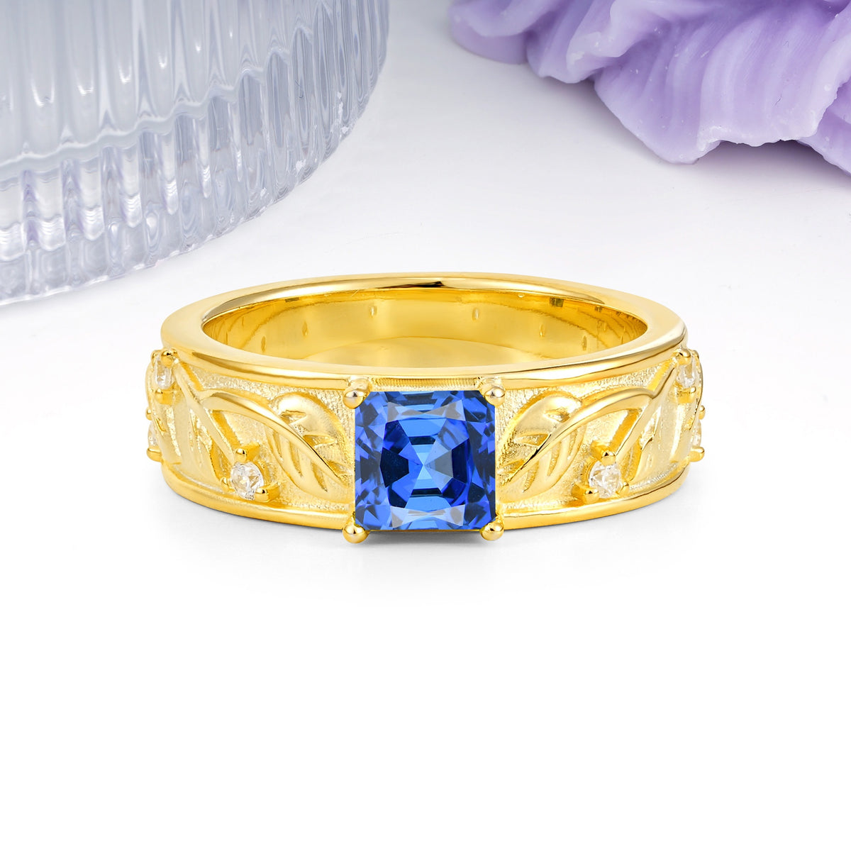 Nature-Inspired Luxury 4-Prong Sapphire Engagement Ring - Additional view