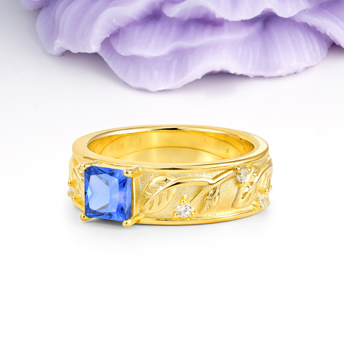 Nature-Inspired Luxury 4-Prong Sapphire Engagement Ring - Additional view