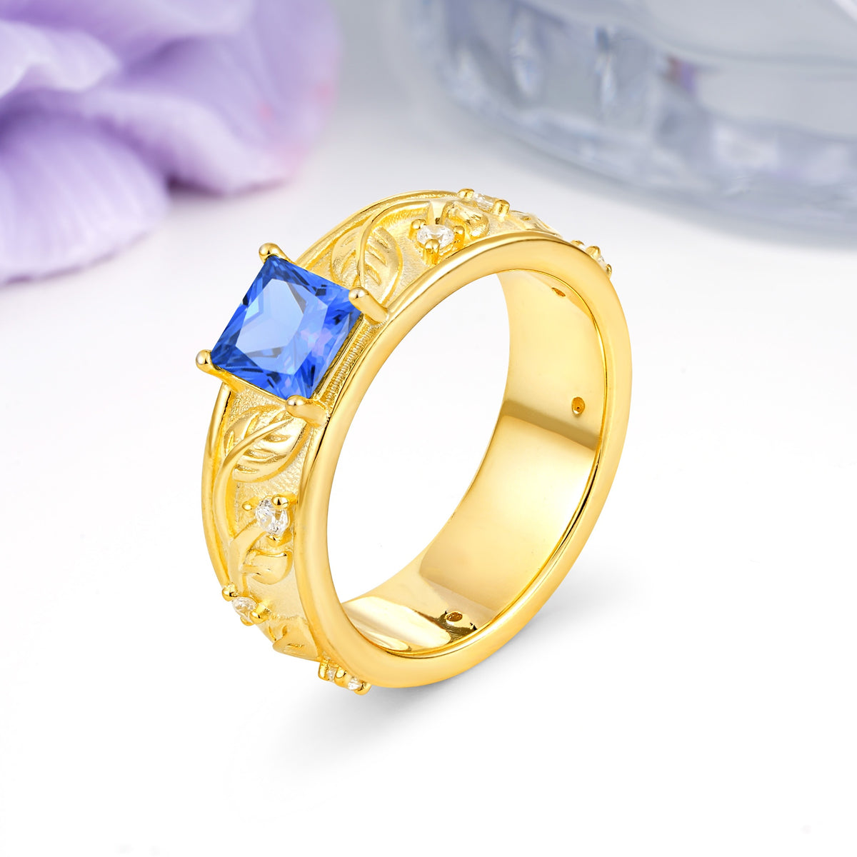 Nature-Inspired Luxury 4-Prong Sapphire Engagement Ring - Additional view