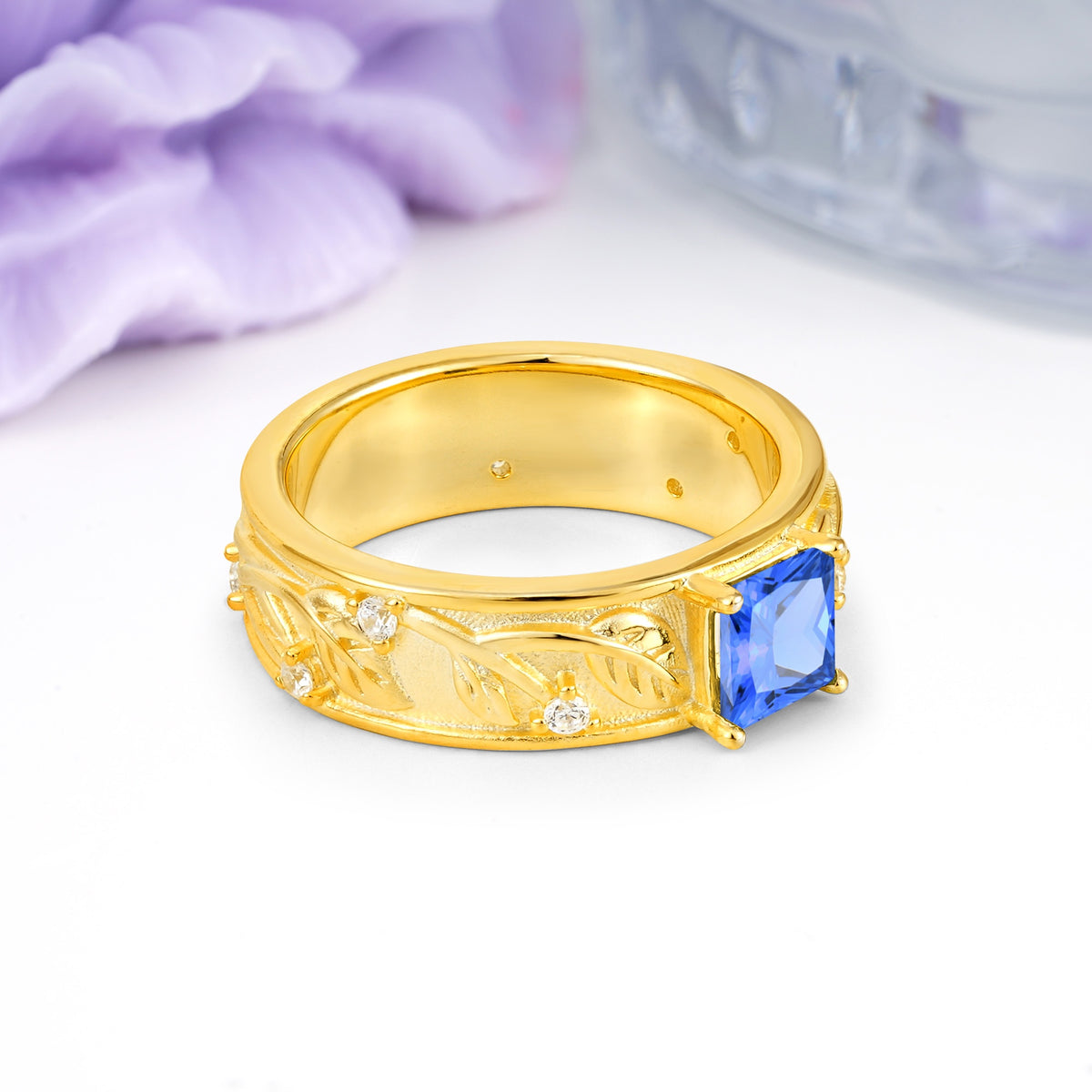 Nature-Inspired Luxury 4-Prong Sapphire Engagement Ring - Additional view