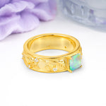 Nature-Inspired Luxury 4-Prong Fire Opal Engagement Ring - Additional view