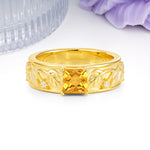 Nature-Inspired Luxury 4-Prong Citrine Engagement Ring - Additional view