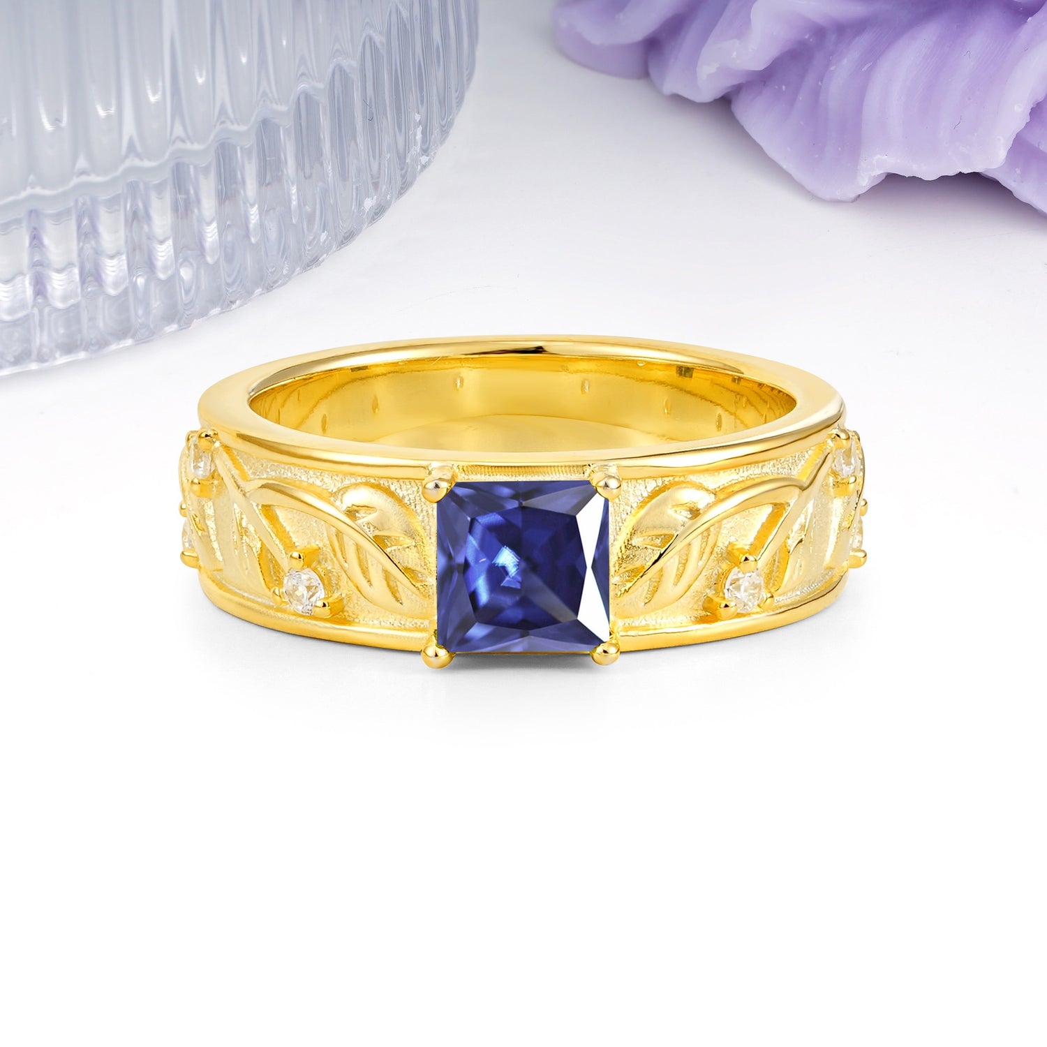 Nature-Inspired Luxury 4-Prong Tanzanite Engagement Ring - Additional view