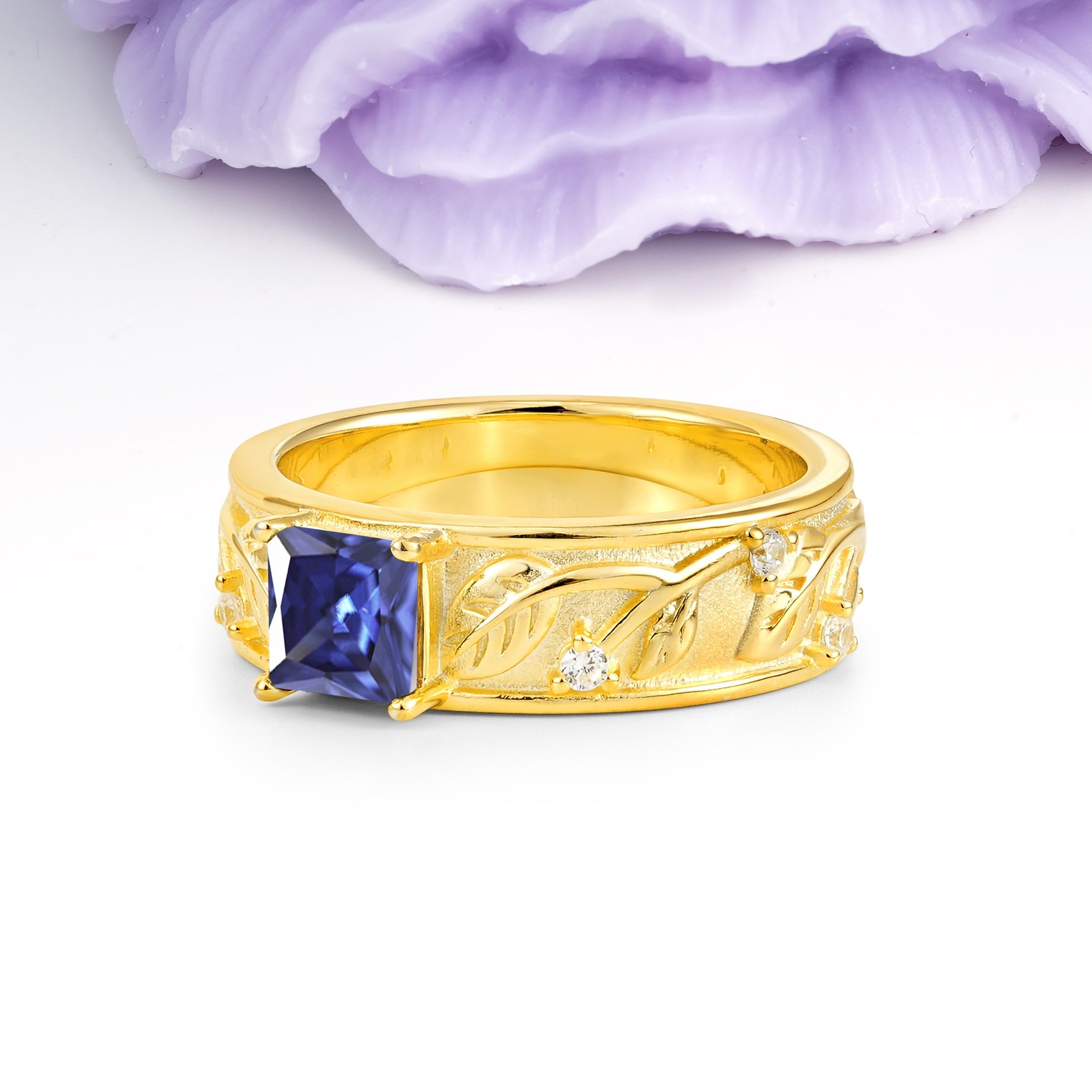 Nature-Inspired Luxury 4-Prong Tanzanite Engagement Ring - Additional view