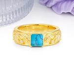 Nature-Inspired Luxury 4-Prong Turquoise Engagement Ring - Additional view