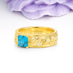 Nature-Inspired Luxury 4-Prong Turquoise Engagement Ring - Additional view