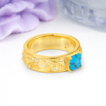 Nature-Inspired Luxury 4-Prong Turquoise Engagement Ring - Additional view