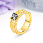 Nature-Inspired Luxury 4-Prong Black Rutilated Quartz Engagement Ring - Additional view