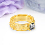 Nature-Inspired Luxury 4-Prong Black Rutilated Quartz Engagement Ring - Additional view