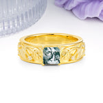 Nature-Inspired Luxury 4-Prong Moss Agate Engagement Ring - Additional view