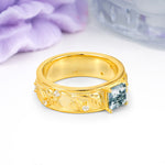 Nature-Inspired Luxury 4-Prong Moss Agate Engagement Ring - Additional view