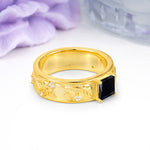 Nature-Inspired Luxury 4-Prong Black Onyx Engagement Ring - Additional view