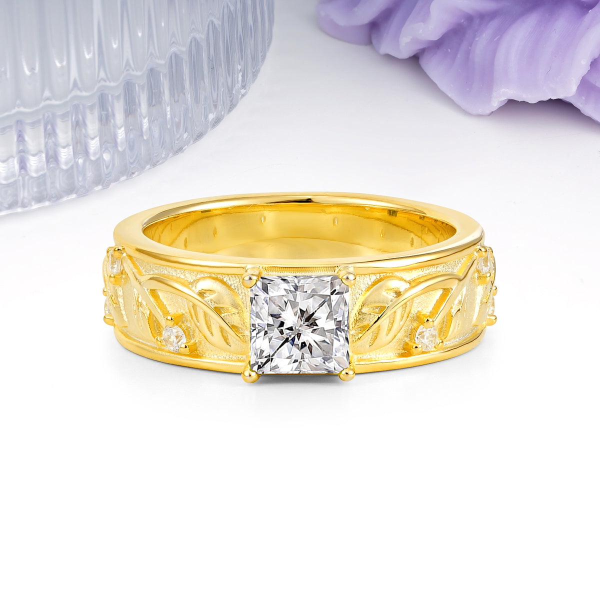Nature-Inspired Luxury 4-Prong Lab Diamond Engagement Ring - Additional view