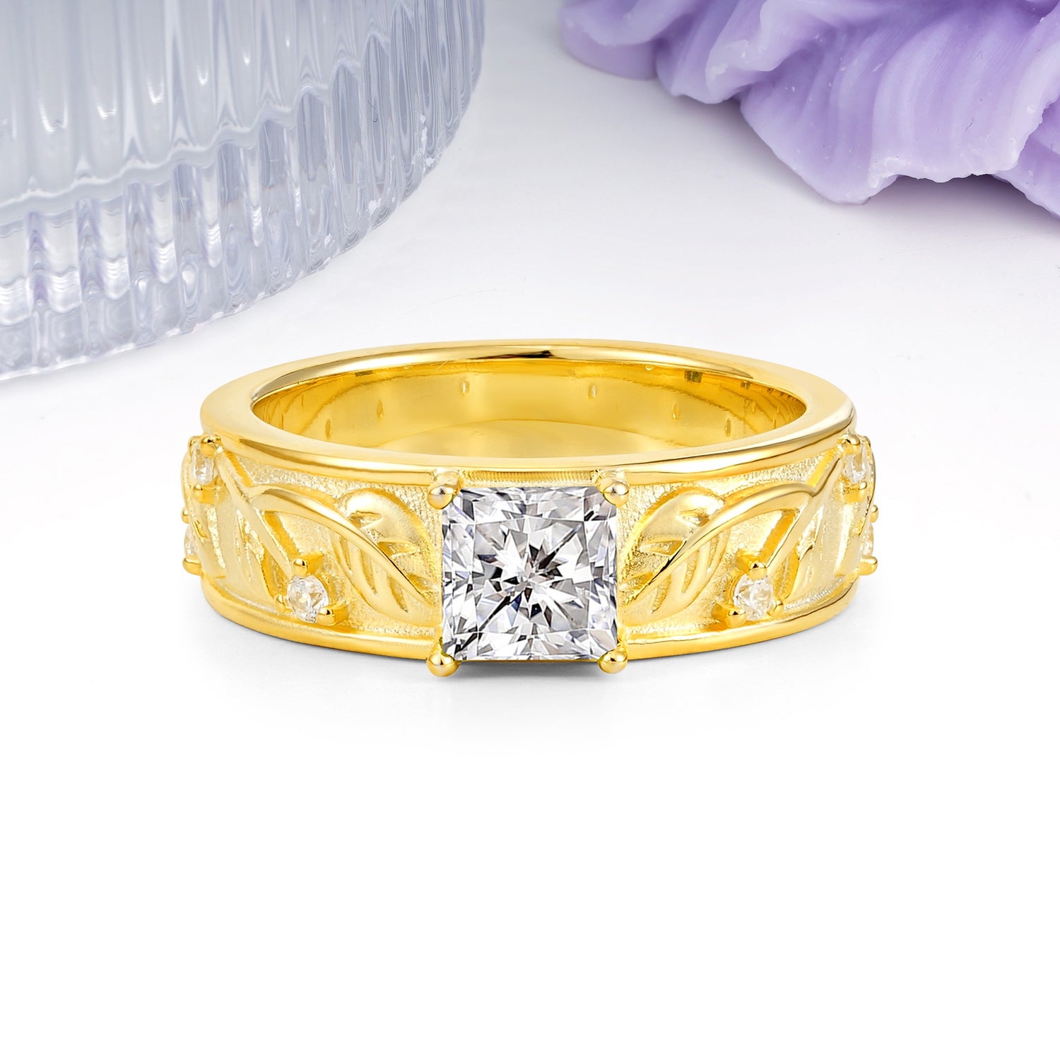 Nature-Inspired Luxury 4-Prong Lab Diamond Engagement Ring - Additional view