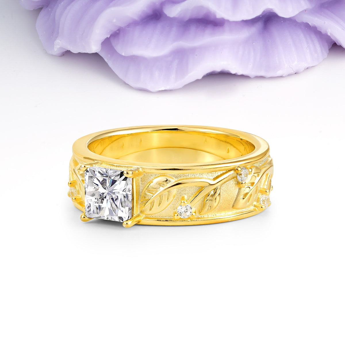 Nature-Inspired Luxury 4-Prong Lab Diamond Engagement Ring - Additional view