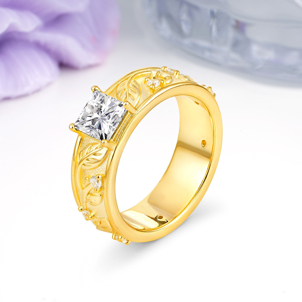 Nature-Inspired Luxury 4-Prong Lab Diamond Engagement Ring - Additional view