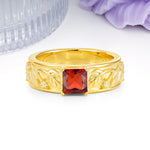 Nature-Inspired Luxury 4-Prong Garnet Engagement Ring - Additional view