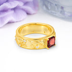 Nature-Inspired Luxury 4-Prong Garnet Engagement Ring - Additional view