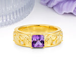 Nature-Inspired Luxury 4-Prong Amethyst Engagement Ring - Additional view
