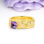 Nature-Inspired Luxury 4-Prong Amethyst Engagement Ring - Additional view