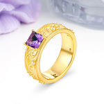 Nature-Inspired Luxury 4-Prong Amethyst Engagement Ring - Additional view