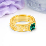 Nature-Inspired Luxury 4-Prong Emerald Engagement Ring - Additional view