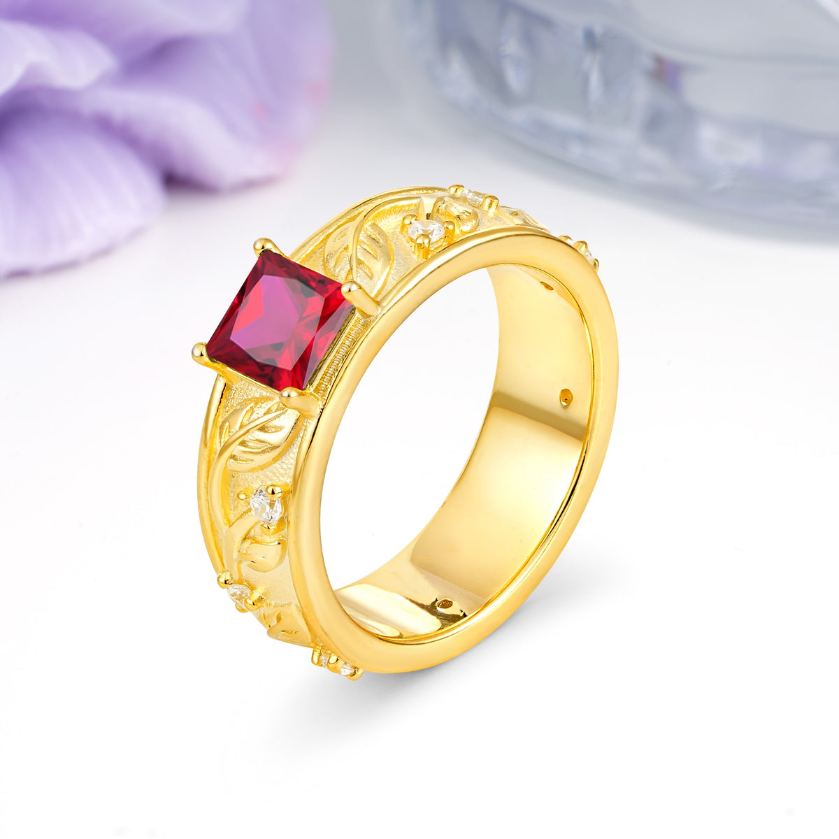 Nature-Inspired Luxury 4-Prong Ruby Engagement Ring - Additional view