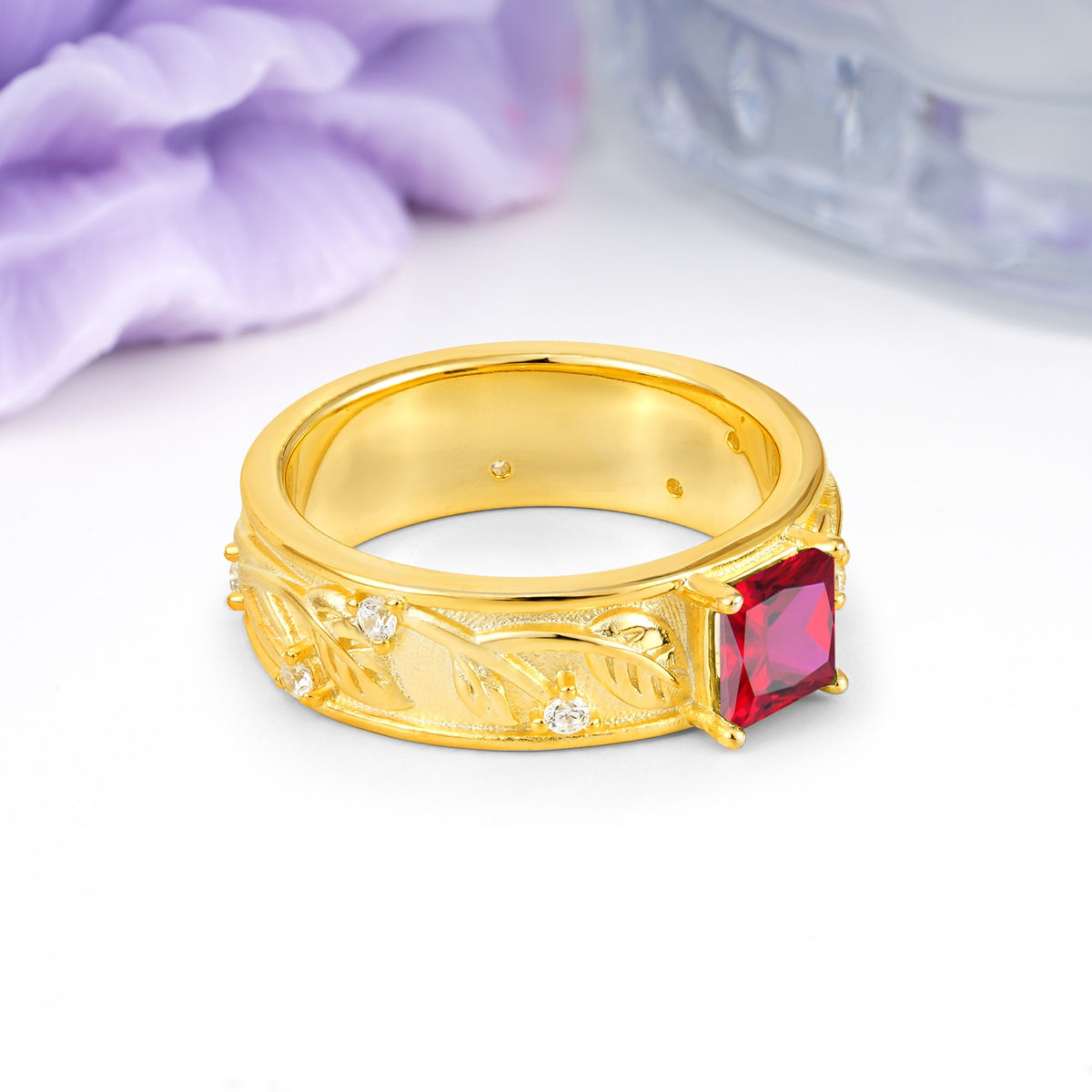 Nature-Inspired Luxury 4-Prong Ruby Engagement Ring - Additional view
