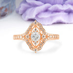 Vintage Art‑Deco Round Cut Moissanite Open‑Filigree Halo Engagement Ring - Additional view