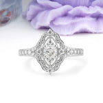 Vintage Art‑Deco Round Cut Moissanite Open‑Filigree Halo Engagement Ring - Additional view
