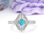 Vintage Art‑Deco Round Cut Turquoise Open‑Filigree Halo Engagement Ring - Additional view