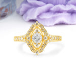 Vintage Art‑Deco Round Cut Moissanite Open‑Filigree Halo Engagement Ring - Additional view