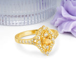 Vintage Art‑Deco Round Cut Citrine Open‑Filigree Halo Engagement Ring - Additional view