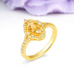 Vintage Art‑Deco Round Cut Citrine Open‑Filigree Halo Engagement Ring - Additional view