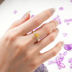 Vintage Art‑Deco Round Cut Citrine Open‑Filigree Halo Engagement Ring - Additional view