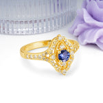 Vintage Art‑Deco Round Cut Tanzanite Open‑Filigree Halo Engagement Ring - Additional view