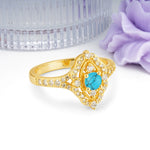 Vintage Art‑Deco Round Cut Turquoise Open‑Filigree Halo Engagement Ring - Additional view