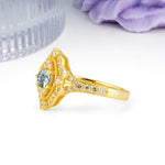 Vintage Art‑Deco Round Cut Moss Agate Open‑Filigree Halo Engagement Ring - Additional view