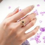 Vintage Art‑Deco Round Cut Black Onyx Open‑Filigree Halo Engagement Ring - Additional view