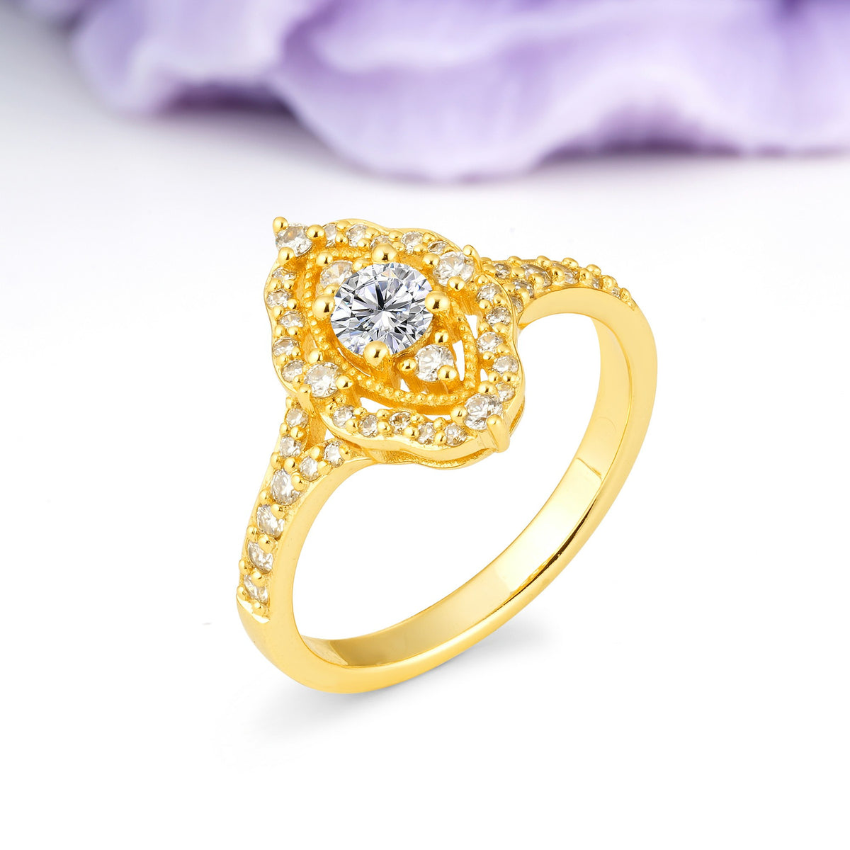 Vintage Art‑Deco Round Cut Lab Diamond Open‑Filigree Halo Engagement Ring - Additional view