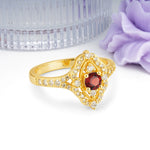 Vintage Art‑Deco Round Cut Garnet Open‑Filigree Halo Engagement Ring - Additional view