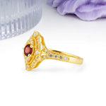 Vintage Art‑Deco Round Cut Garnet Open‑Filigree Halo Engagement Ring - Additional view