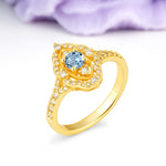 Vintage Art‑Deco Round Cut Aquamarine Open‑Filigree Halo Engagement Ring - Additional view