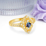 Vintage Art‑Deco Round Cut Alexandrite Open‑Filigree Halo Engagement Ring - Additional view