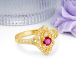 Vintage Art‑Deco Round Cut Ruby Open‑Filigree Halo Engagement Ring - Additional view