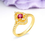 Vintage Art‑Deco Round Cut Ruby Open‑Filigree Halo Engagement Ring - Additional view