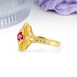 Vintage Art‑Deco Round Cut Ruby Open‑Filigree Halo Engagement Ring - Additional view