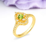 Vintage Art‑Deco Round Cut Peridot Open‑Filigree Halo Engagement Ring - Additional view