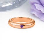 Sleek Polished Round‑Cut Amethyst Solitaire Stackable Wedding Ring - Additional view