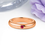 Sleek Polished Round‑Cut Ruby Solitaire Stackable Wedding Ring - Additional view
